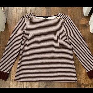 Talbots petite medium striped long sleeve with detail ruffle sleeve